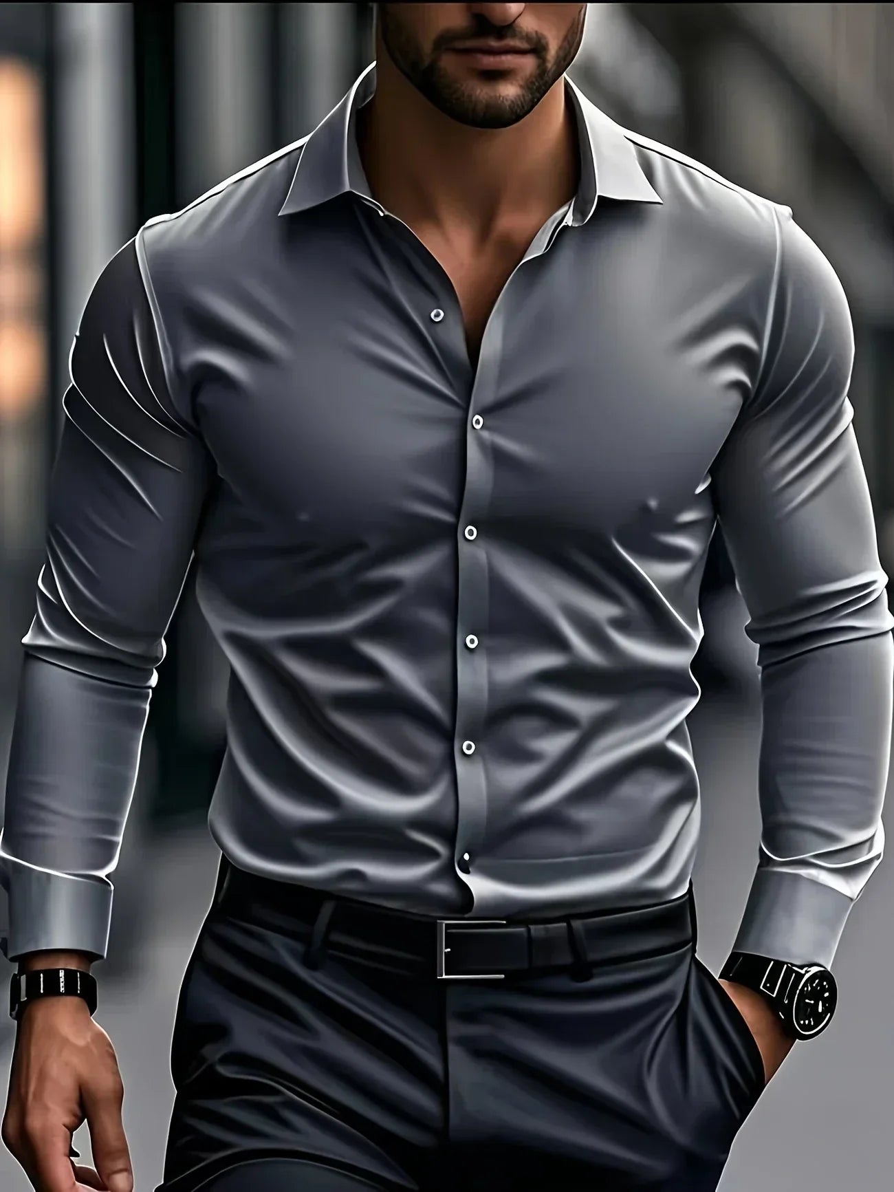 Vantini™ | Elegante camicia a maniche lunghe con bottoni