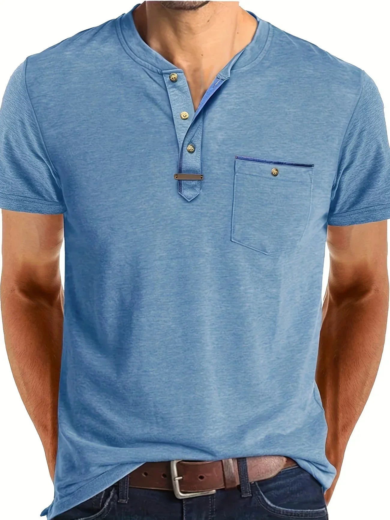 Vantini™ | T-shirt elegante con colletto rotondo e tasca