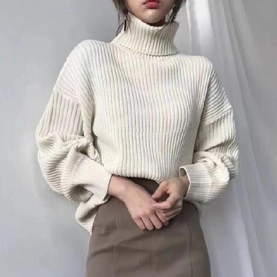 Vantini™ | Pullover di lusso con colletto alto e maniche a palloncino