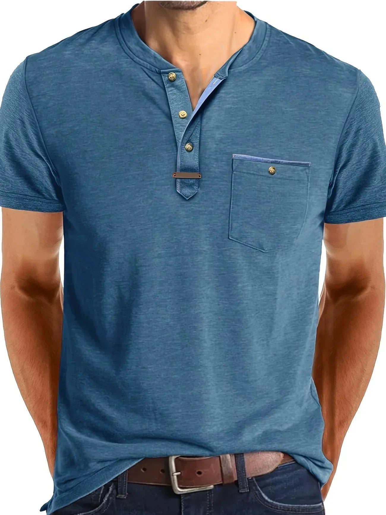 Vantini™ | T-shirt elegante con colletto rotondo e tasca