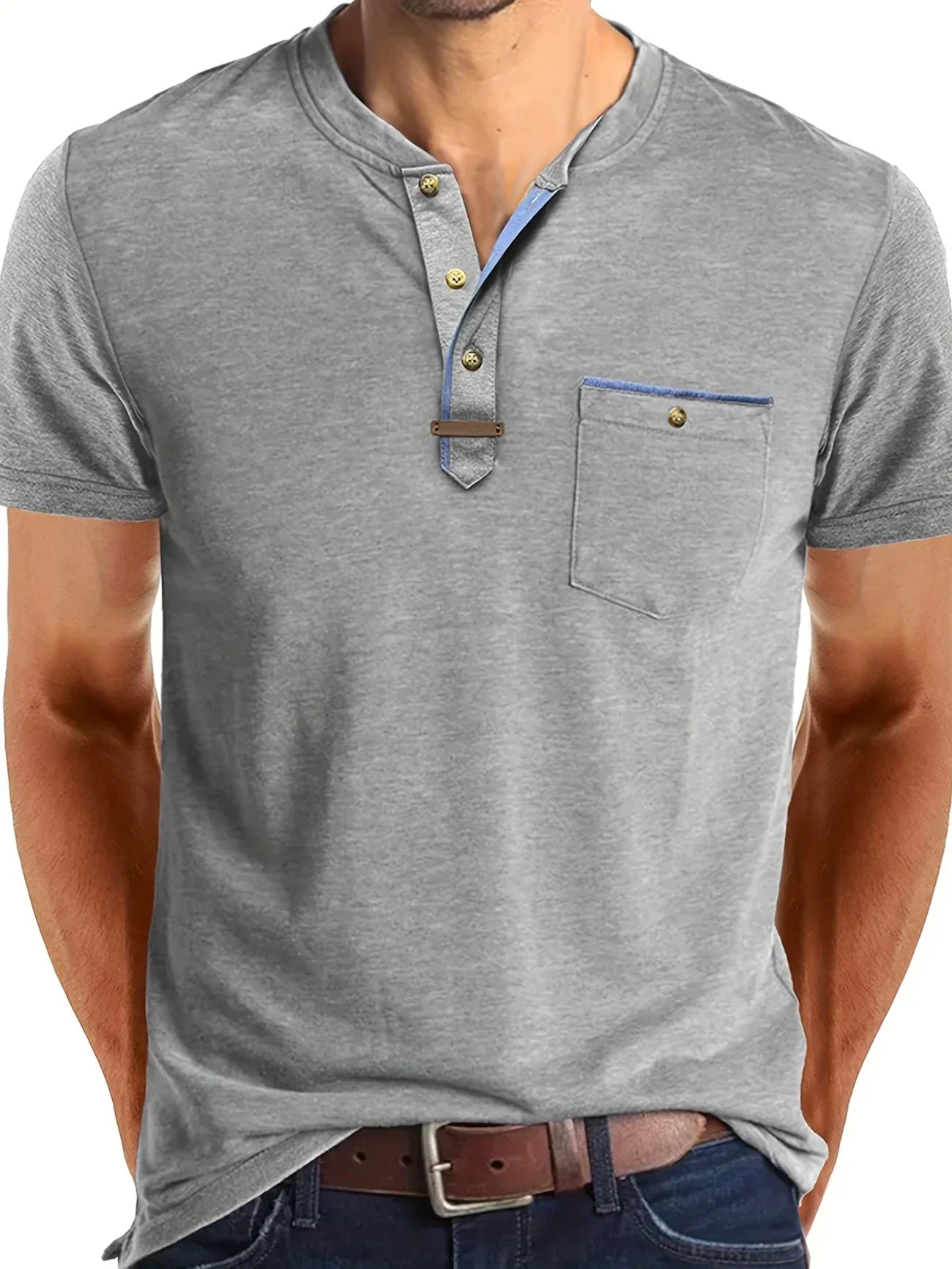 Vantini™ | T-shirt elegante con colletto rotondo e tasca