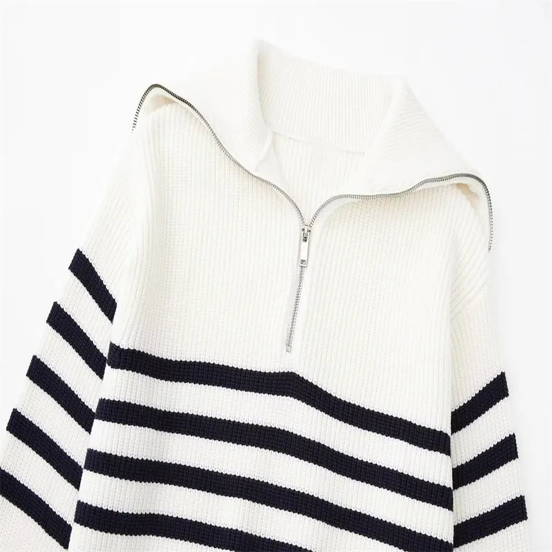 Vantini™ | Maglione a righe con zip