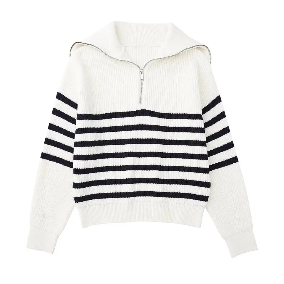 Vantini™ | Maglione a righe con zip