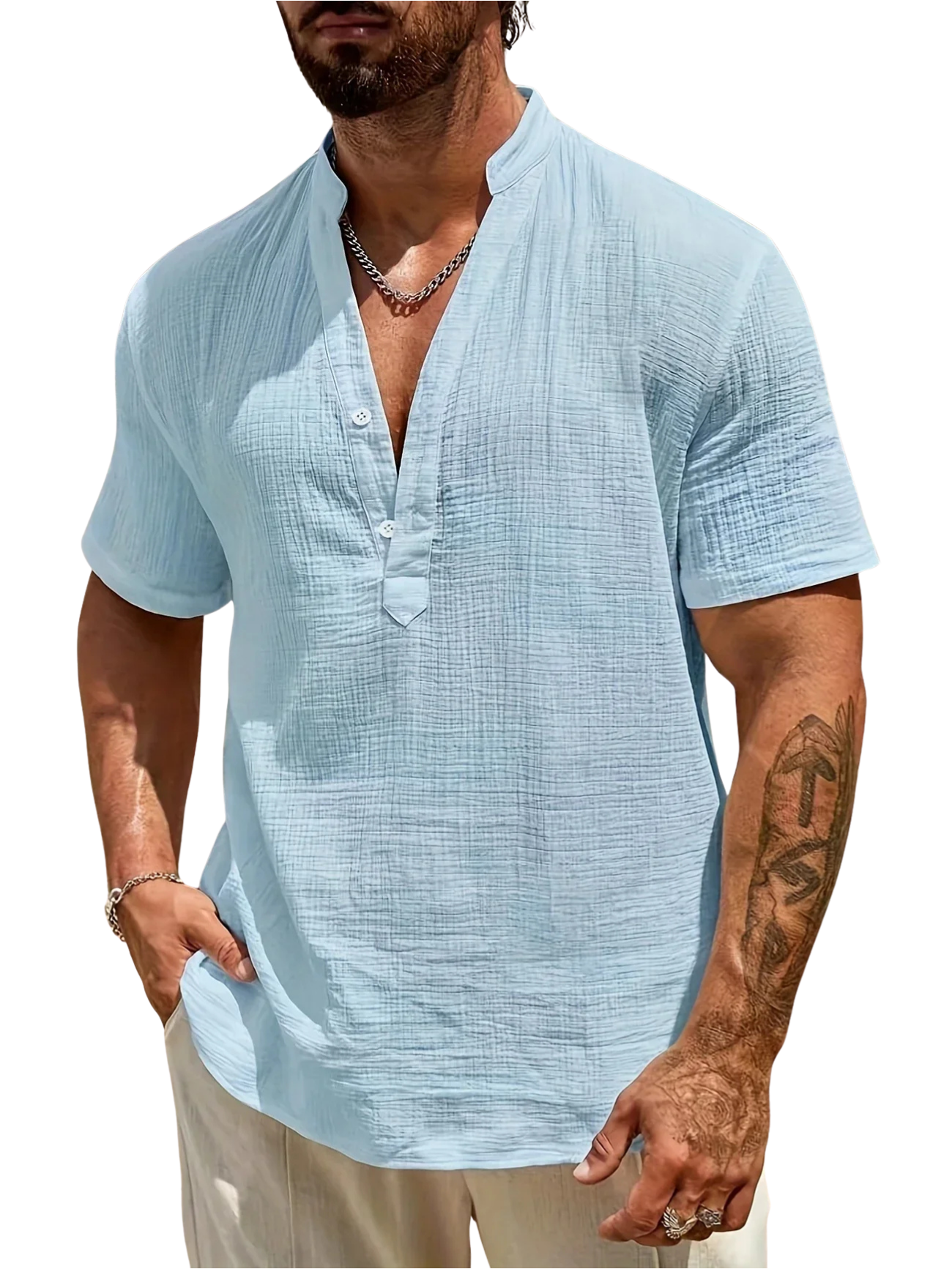 Vantini™ | Camicia estiva elegante con collo alto