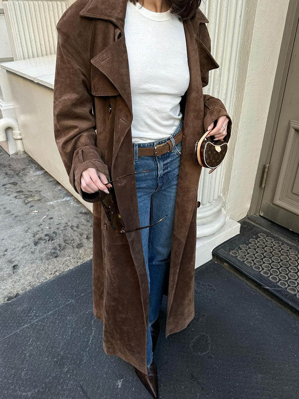 Vantini™ | Cappotto Trench in Pelle Scamosciata