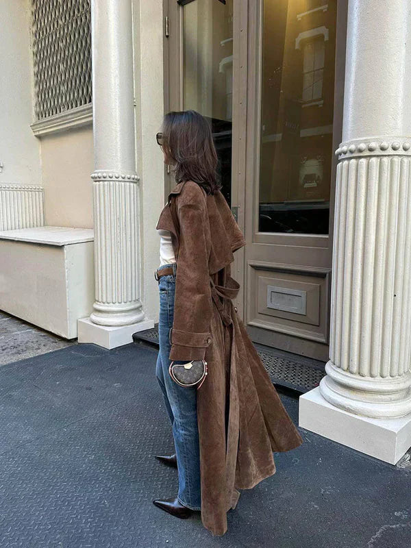 Vantini™ | Cappotto Trench in Pelle Scamosciata