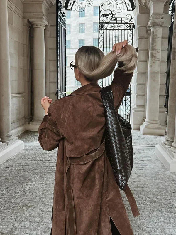 Vantini™ | Cappotto Trench in Pelle Scamosciata