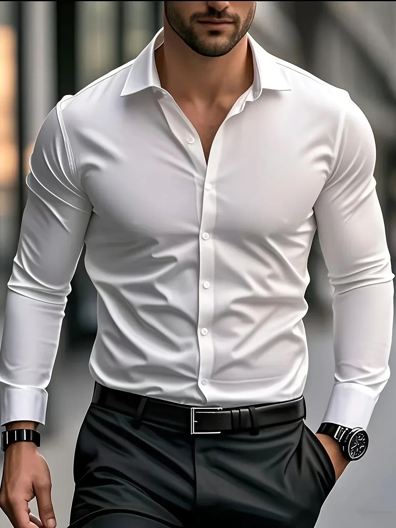 Vantini™ | Elegante camicia a maniche lunghe con bottoni