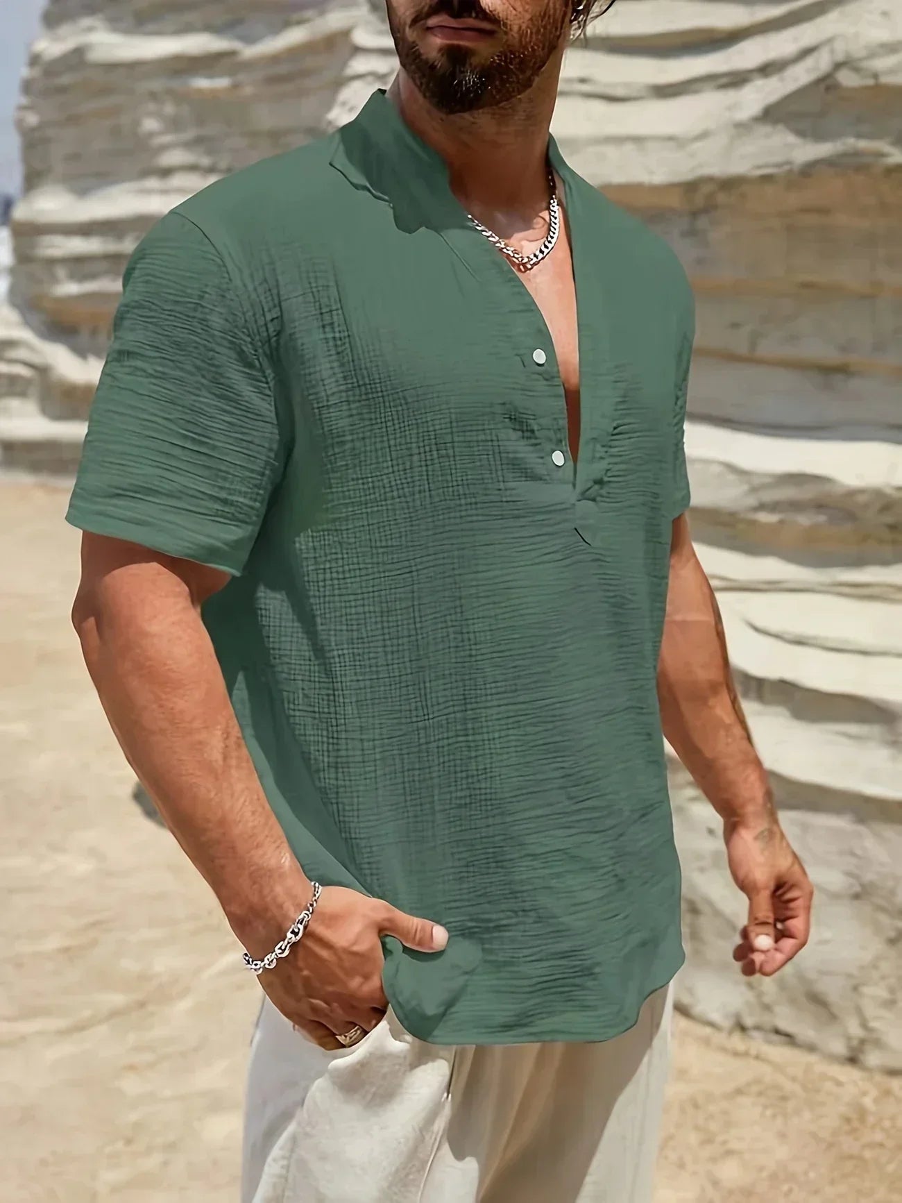Vantini™ | Camicia estiva elegante con collo alto