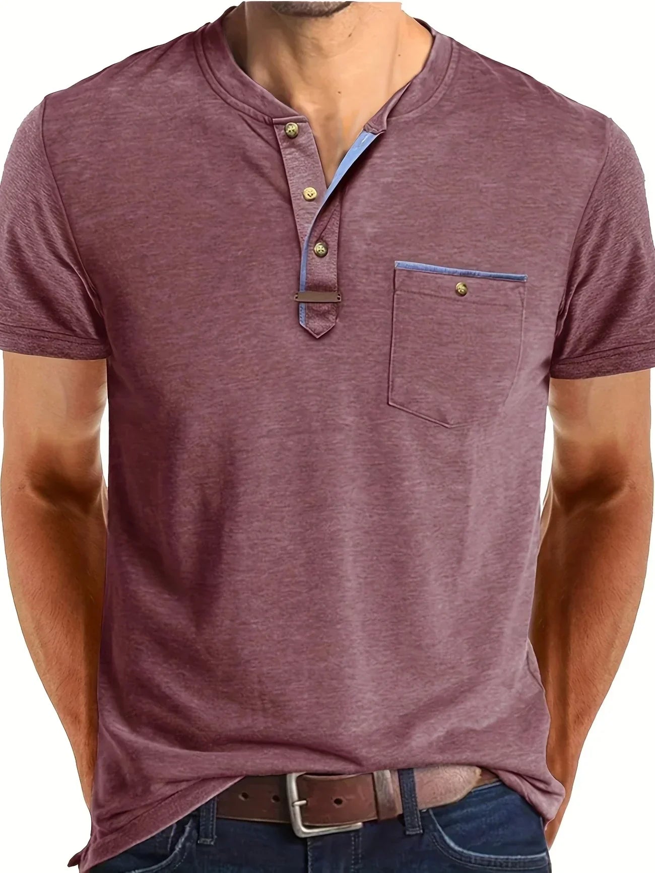Vantini™ | T-shirt elegante con colletto rotondo e tasca