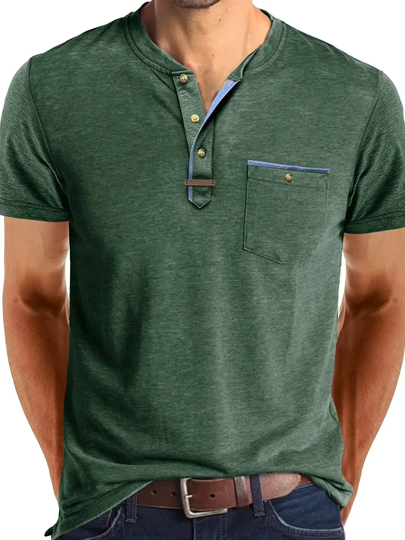 Vantini™ | T-shirt elegante con colletto rotondo e tasca
