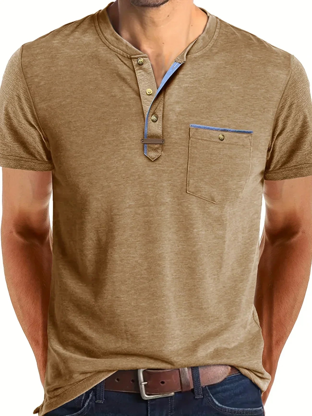 Vantini™ | T-shirt elegante con colletto rotondo e tasca