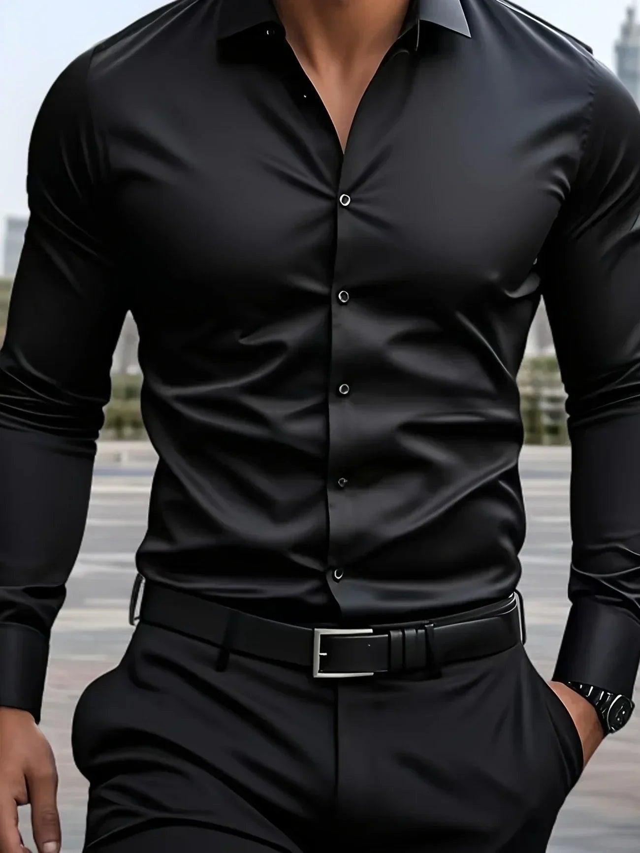 Vantini™ | Elegante camicia a maniche lunghe con bottoni