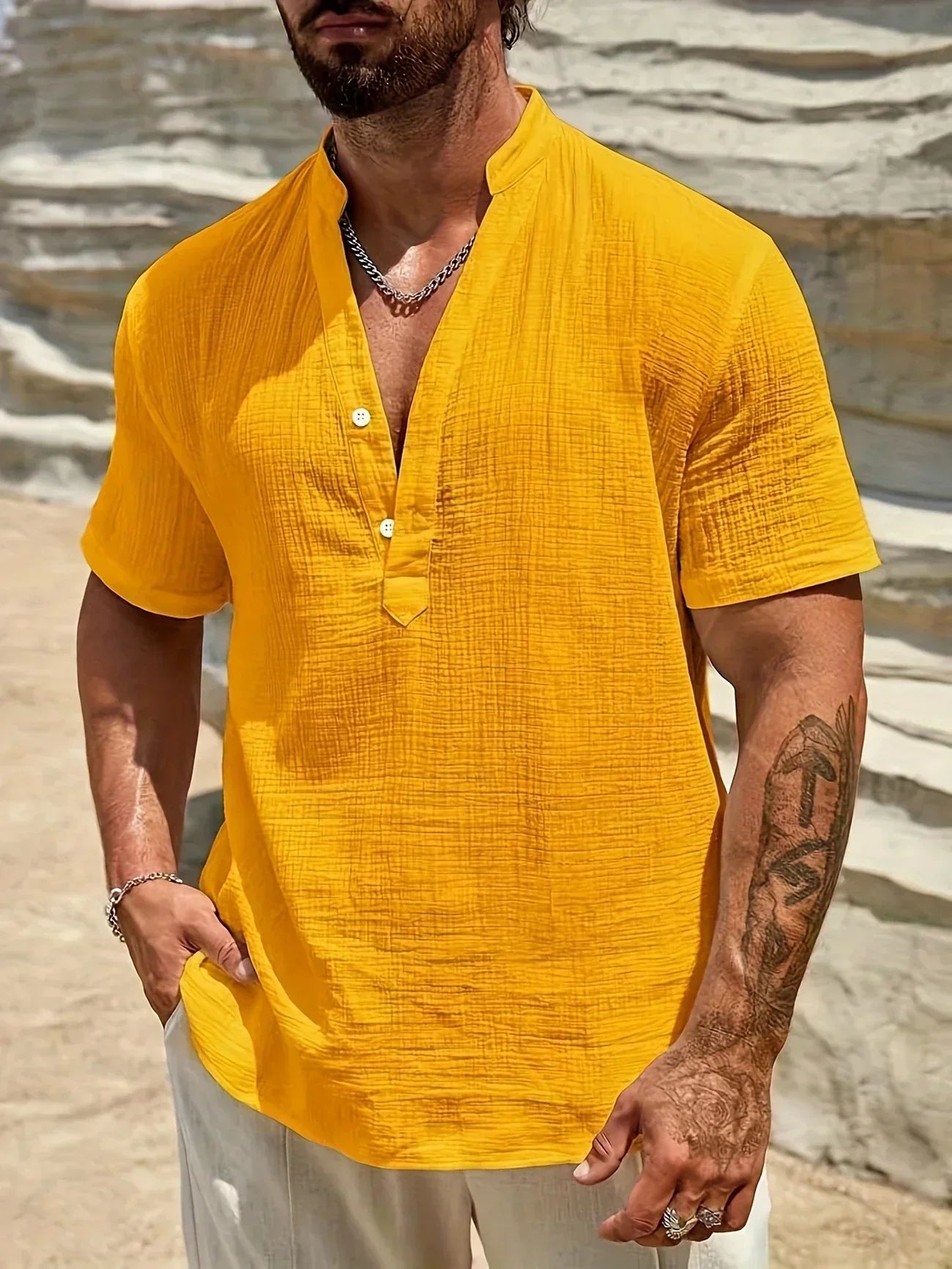 Vantini™ | Camicia estiva elegante con collo alto